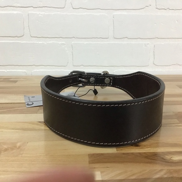 Madcow genuine leather contemporary country vibe dog collar handmade black red - Picture 3 of 14